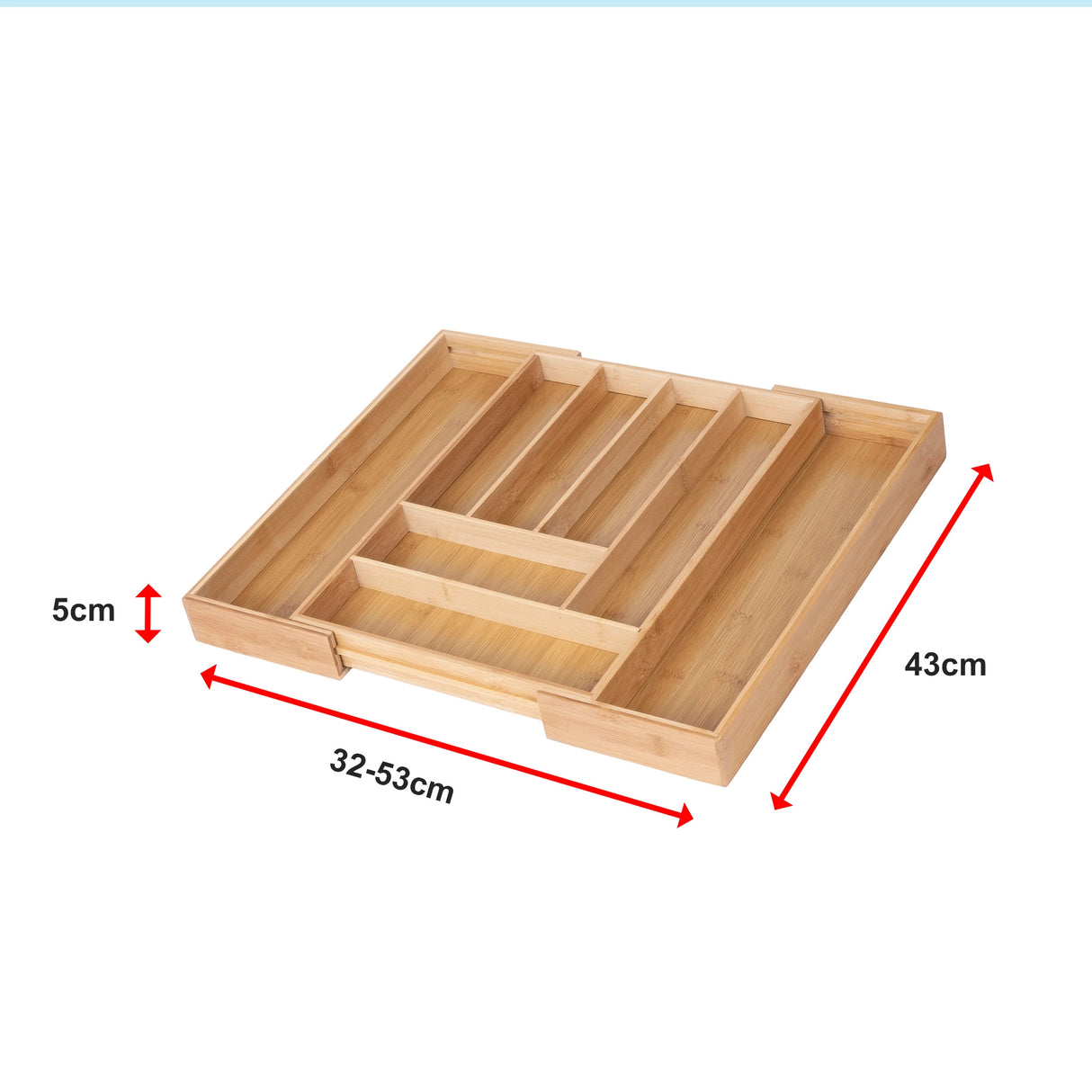 Extendable Cutlery Tray Drawer Organiser – 6 to 8 Compartment Kitchen Utensil Storage Solution