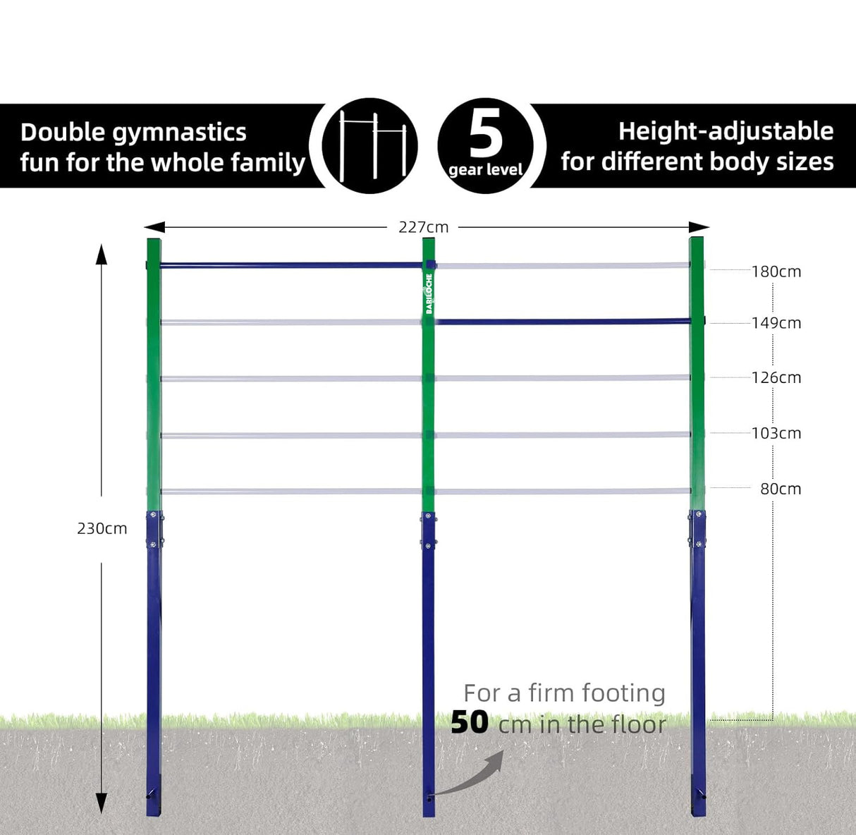 Double Outdoor Pull-Up Bar – Height Adjustable Gymnastics & Fitness Bar