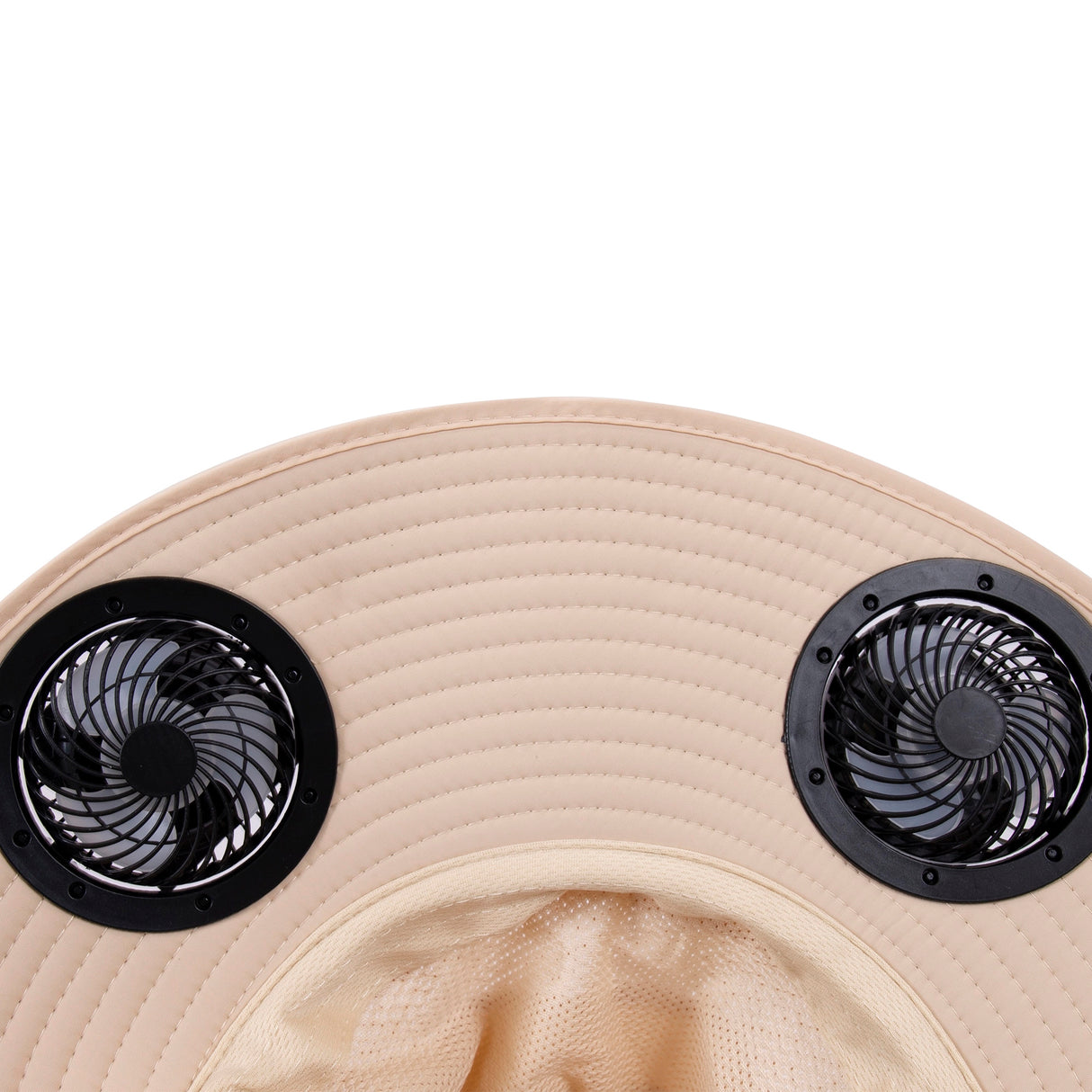 Solar & USB Powered Cooling Hat with Dual Fan – Khaki Outdoor Sun Hat