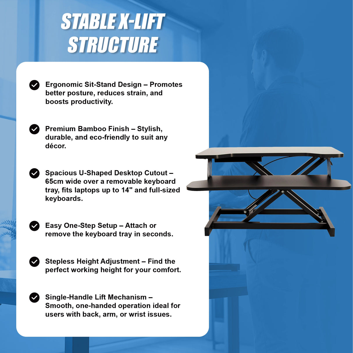 Ergonomic Standing Desk Converter – Height Adjustable Sit Stand Workstation