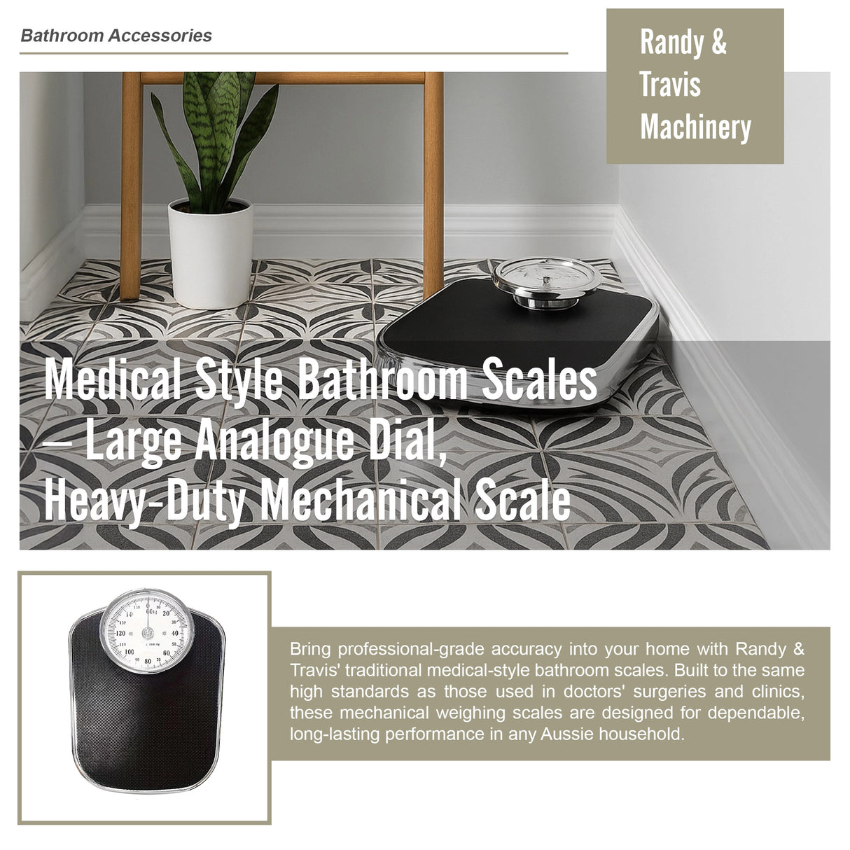 Medical Style Bathroom Scales – Large Analogue Dial, Heavy-Duty Mechanical Scale