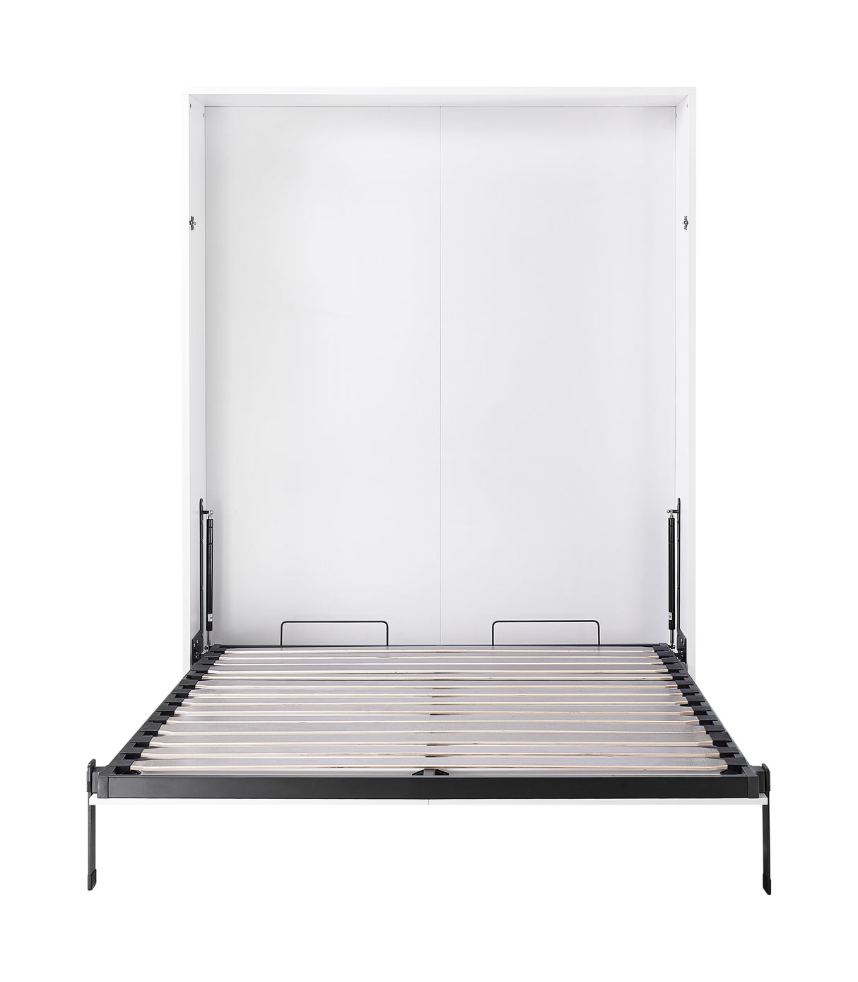 Queen Wall Bed in White – Space Saving Murphy Bed Kit with Gold Door Handle