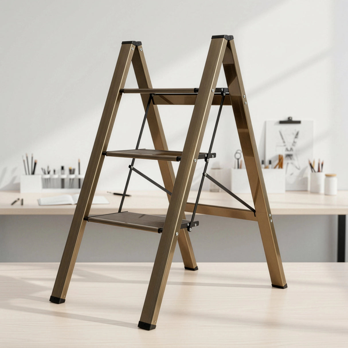 3 Step Ladder Foldable Lightweight – Anti-Slip Safety Stool for Home & Office