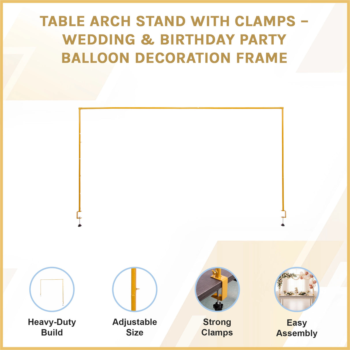 Table Arch Stand with Clamps – Wedding & Birthday Party Balloon Decoration Frame