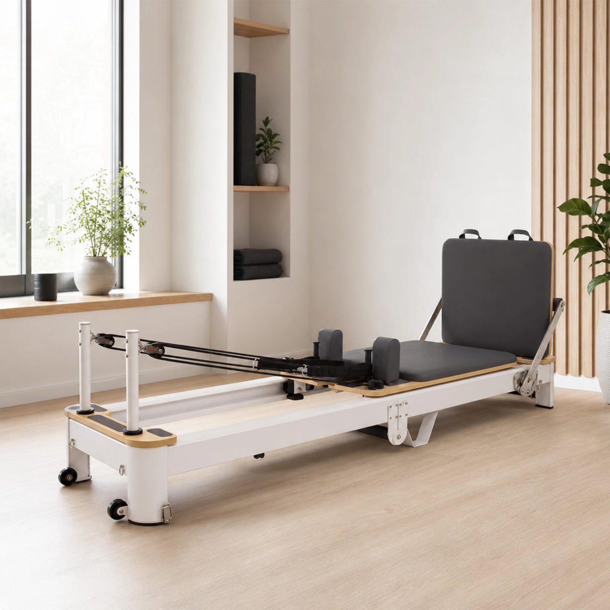 Folding Pilates Reformer Machine – Home Workout Bed for Full Body Fitness Training