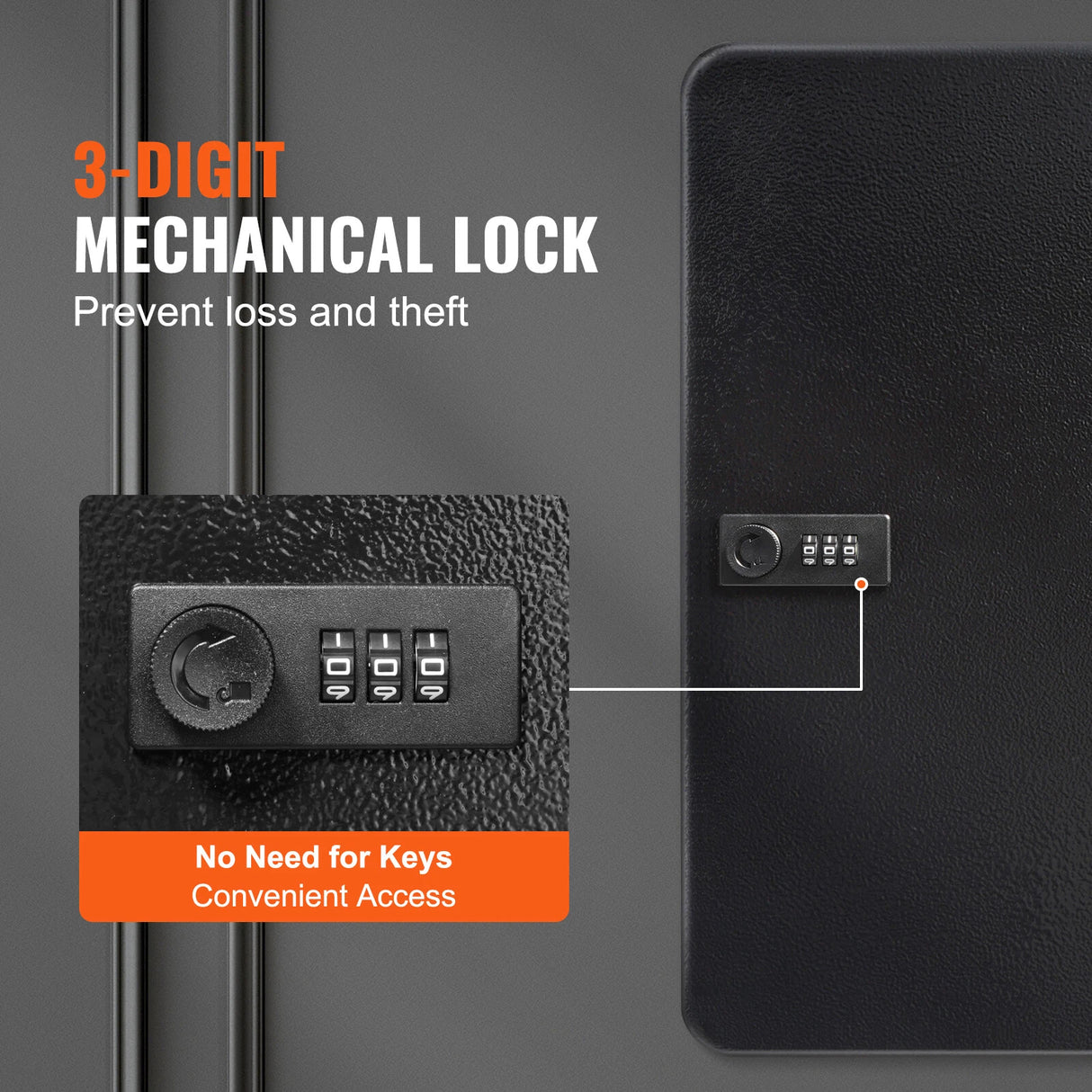 48-Key Cabinet Key Safe with Combination Lock & Keys – Wall Mounted Storage