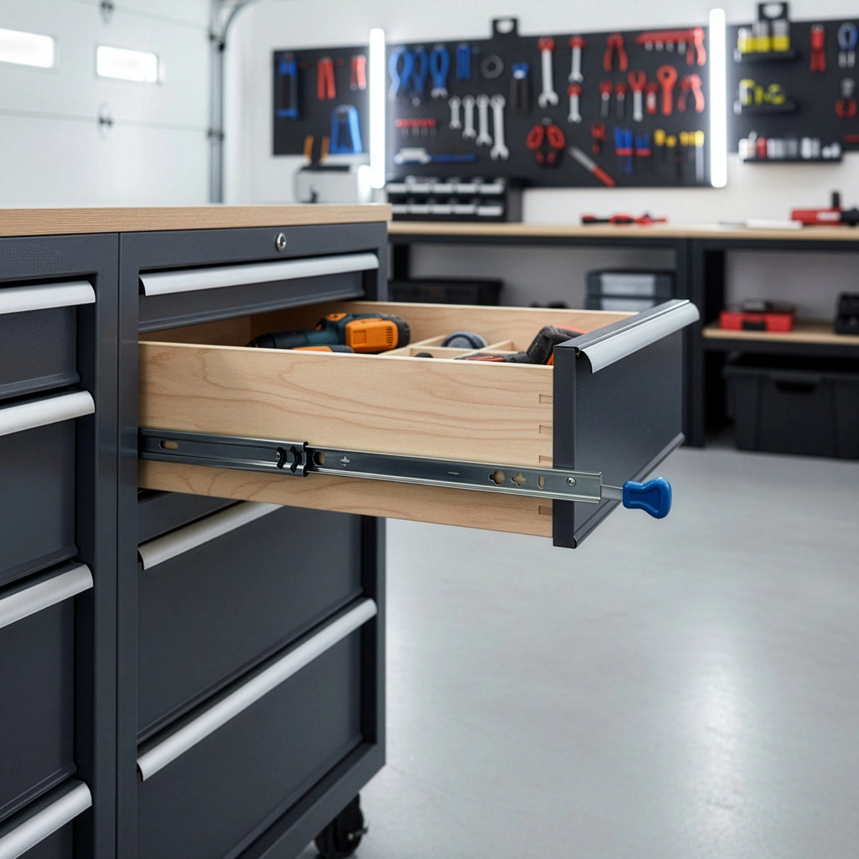 100cm Drawer Runners Pair – Heavy Duty 100kg Locking Slide Rails