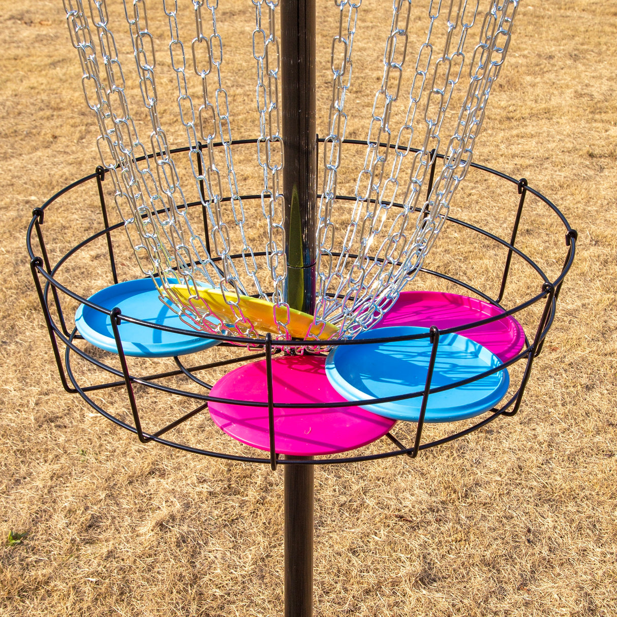 Disc Golf Basket 24 Chain Portable Target with 6 Discs Set