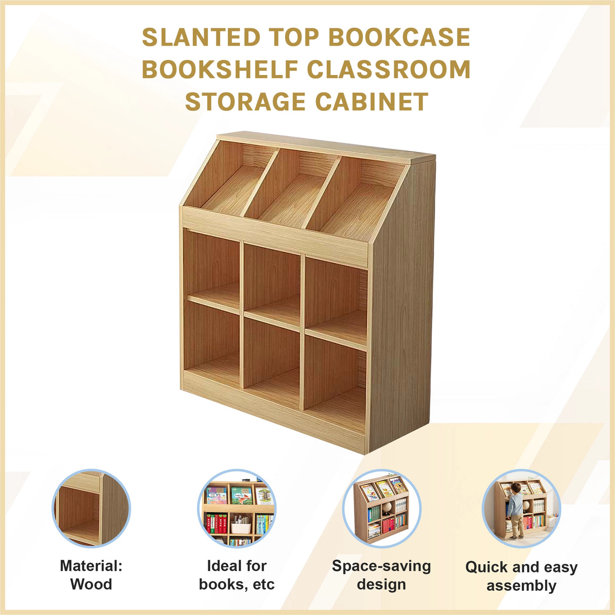 Slanted Top Bookcase Bookshelf Classroom Storage Cabinet