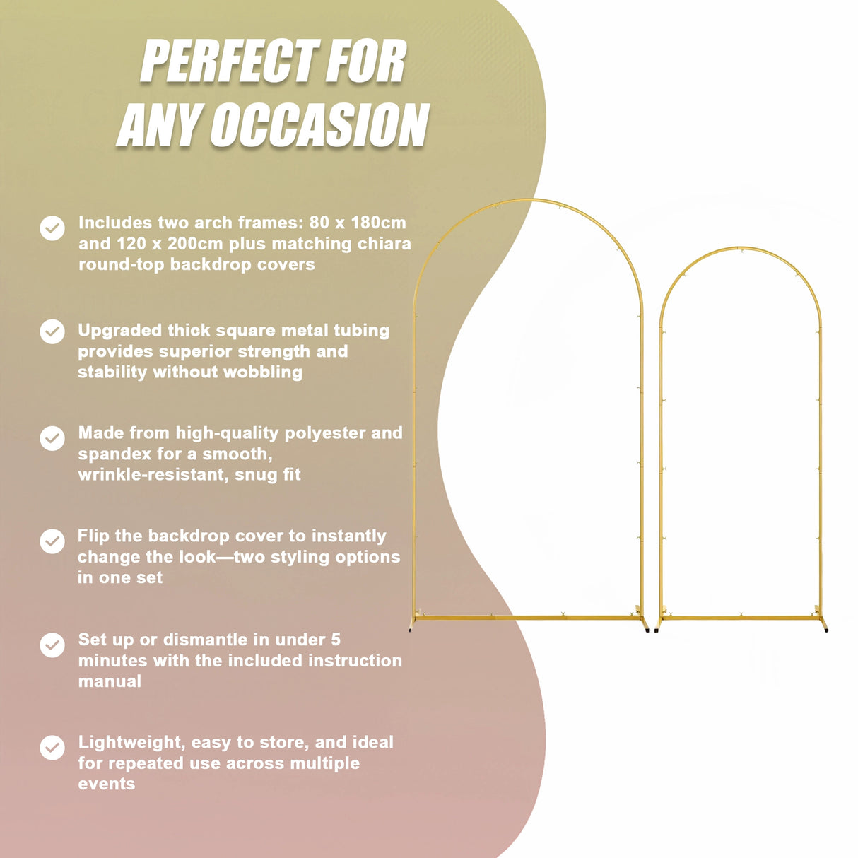 Arch Backdrop Stand with White & Yellow Cover Set for Weddings Events