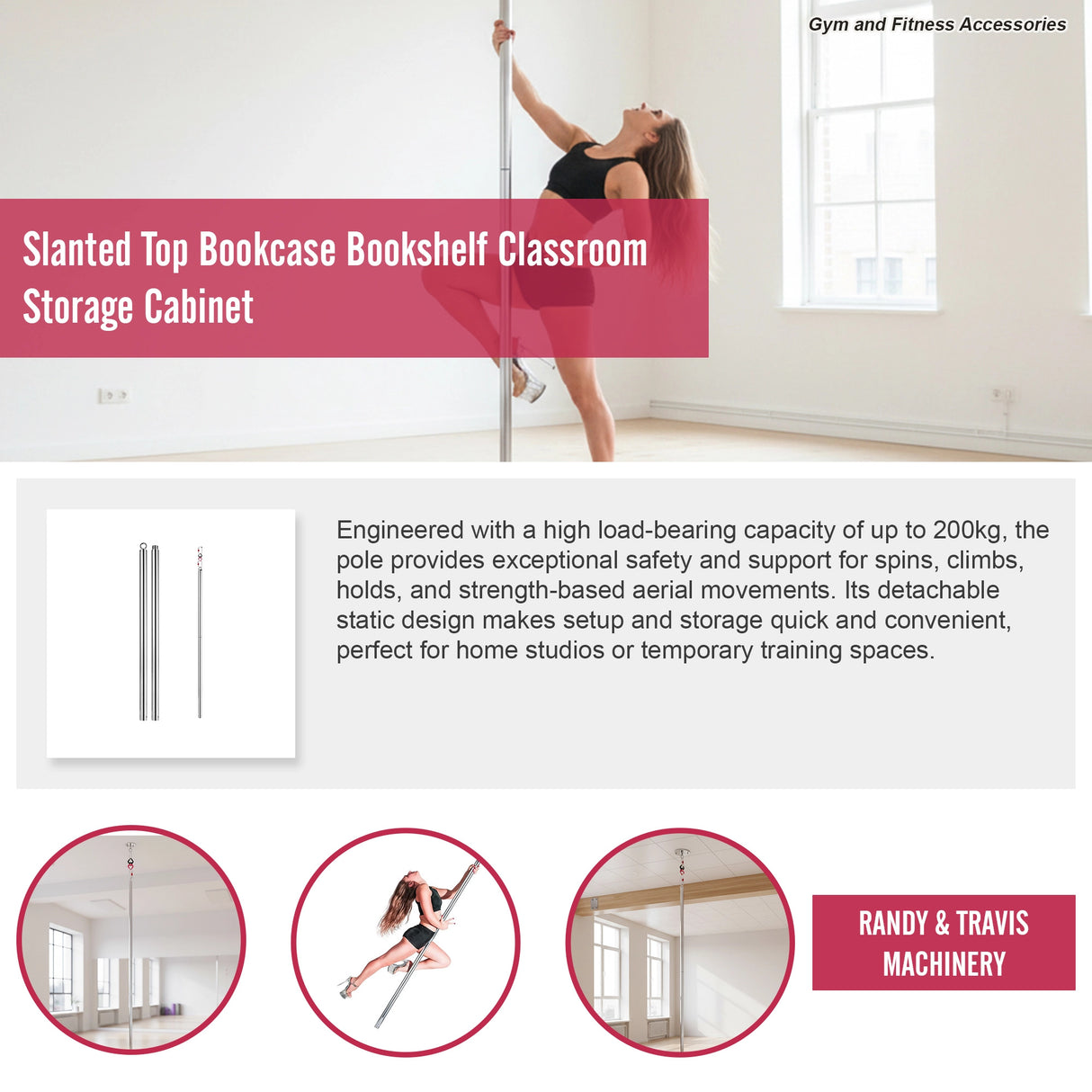 2m Pole Dancing Fitness Pole for Aerial Dance Training at Home