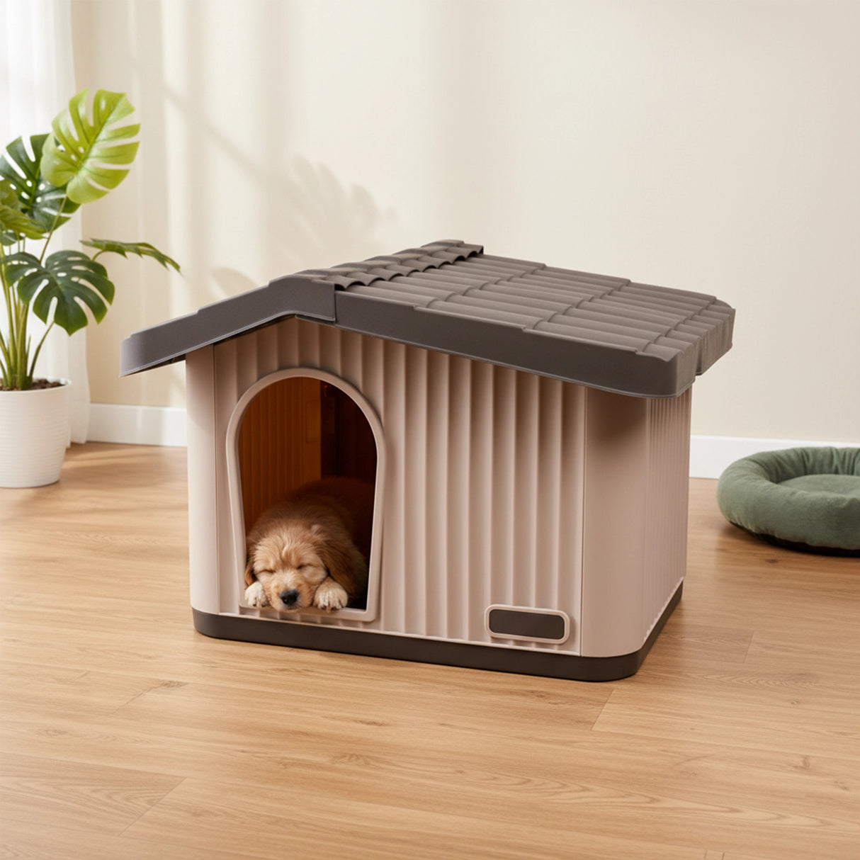 Plastic Dog House Kennel Shelter for Indoor & Outdoor Pets Weatherproof