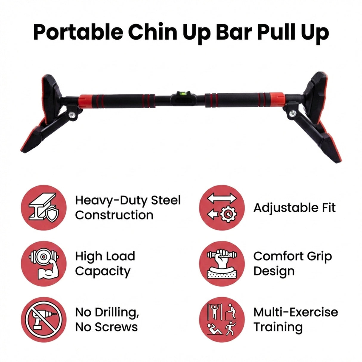 Portable Chin Up Bar Pull Up Doorway Anti-Slip Home Workout Fitness