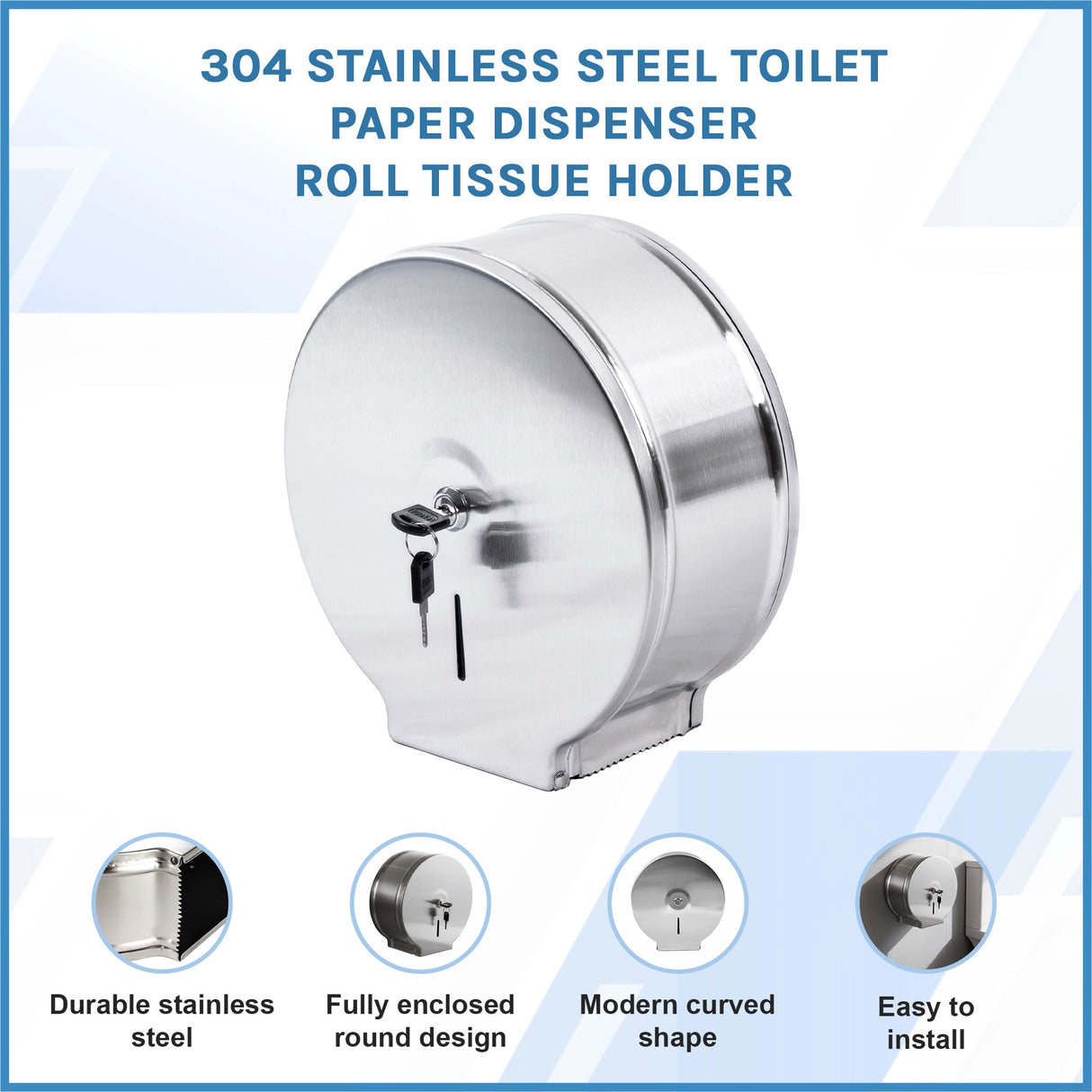304 Stainless Steel Toilet Paper Dispenser Roll Tissue Holder