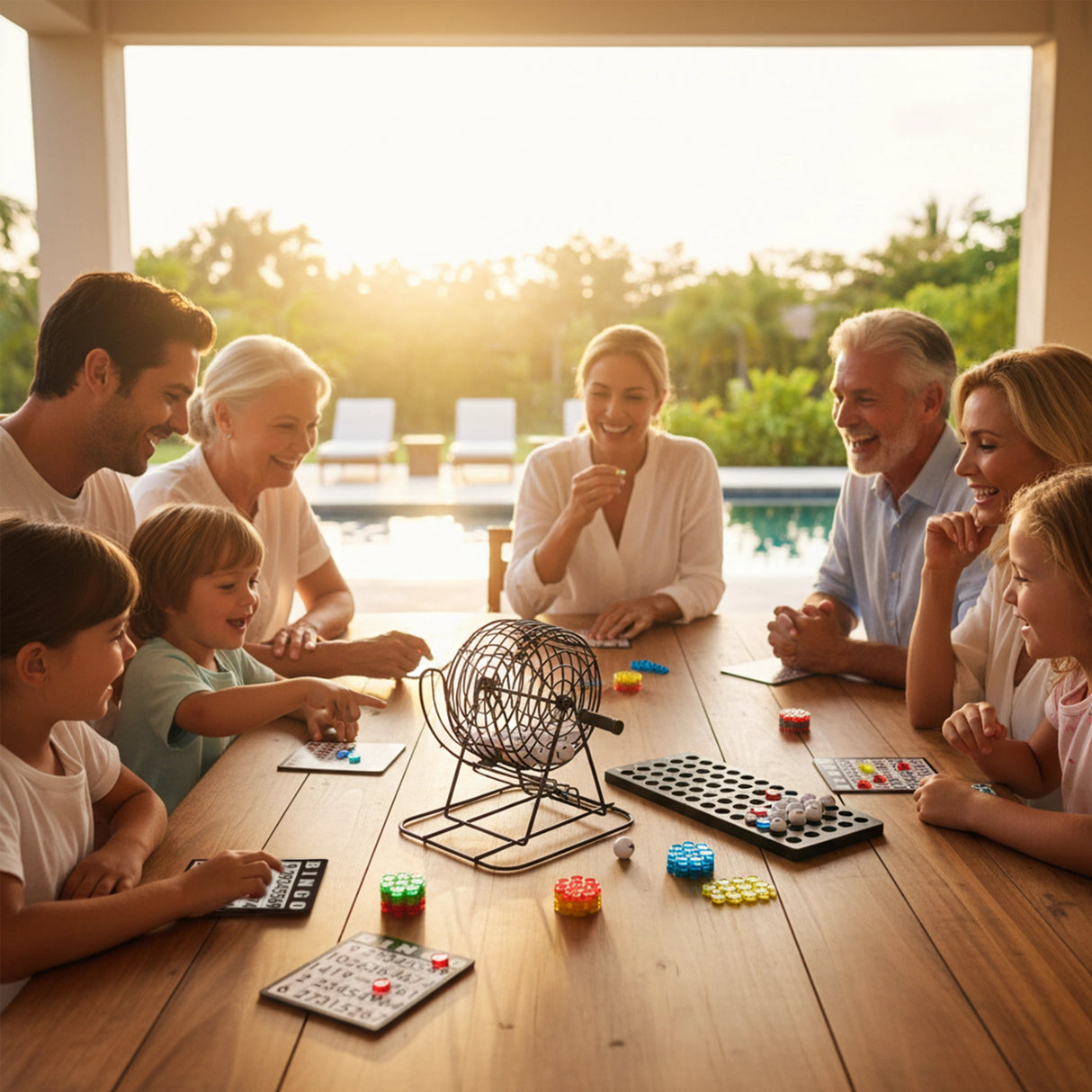Bingo Game Set with Cards Balls and Cage for Family Party Fun
