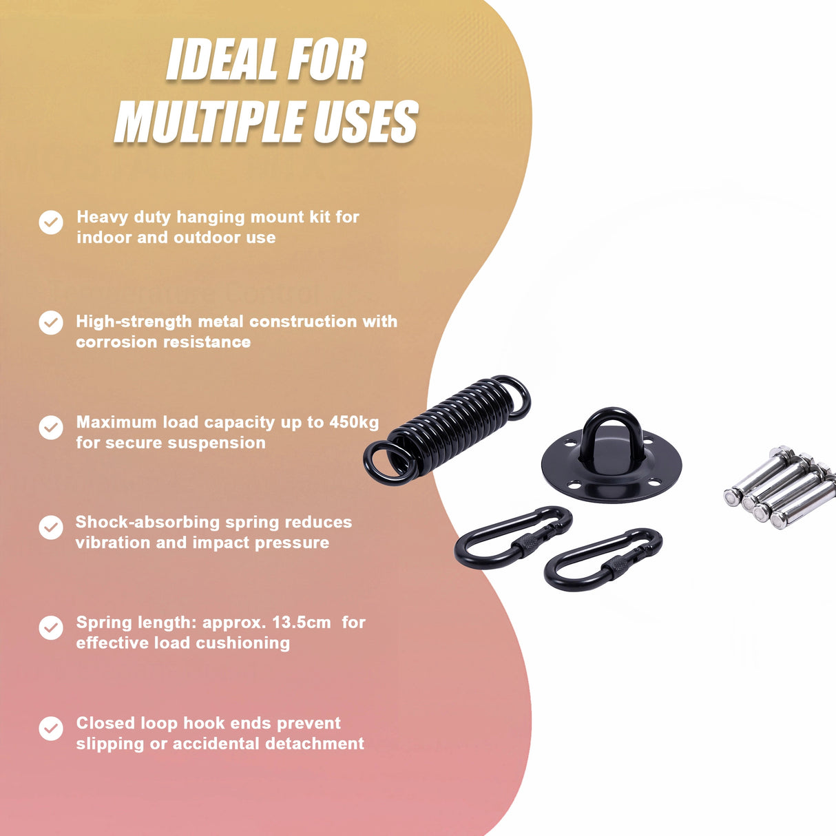 Heavy Duty Swing Hanger Suspension Ceiling Hook Spring Carabiner