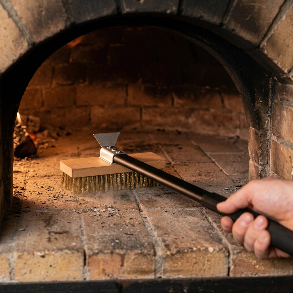 80cm Heavy Duty Pizza Oven Brush with Steel Scraper