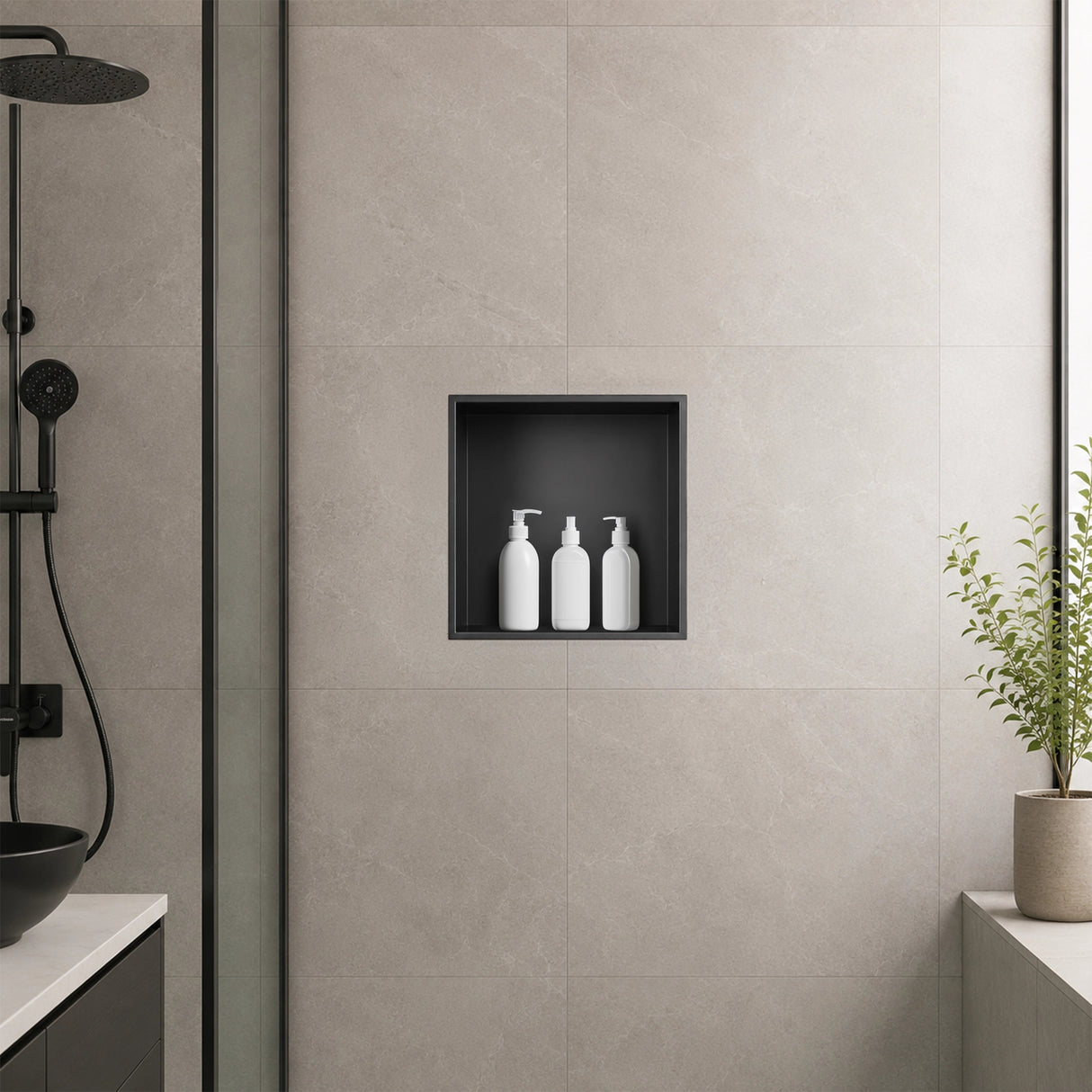 Stainless Steel Shower Niche 32x32cm Double Shelf Insert Wall Recessed