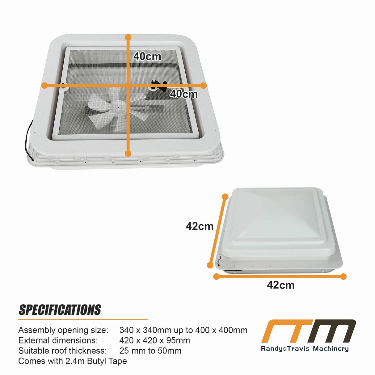 400x400mm Roof Vent Skylight for Caravan Motorhome