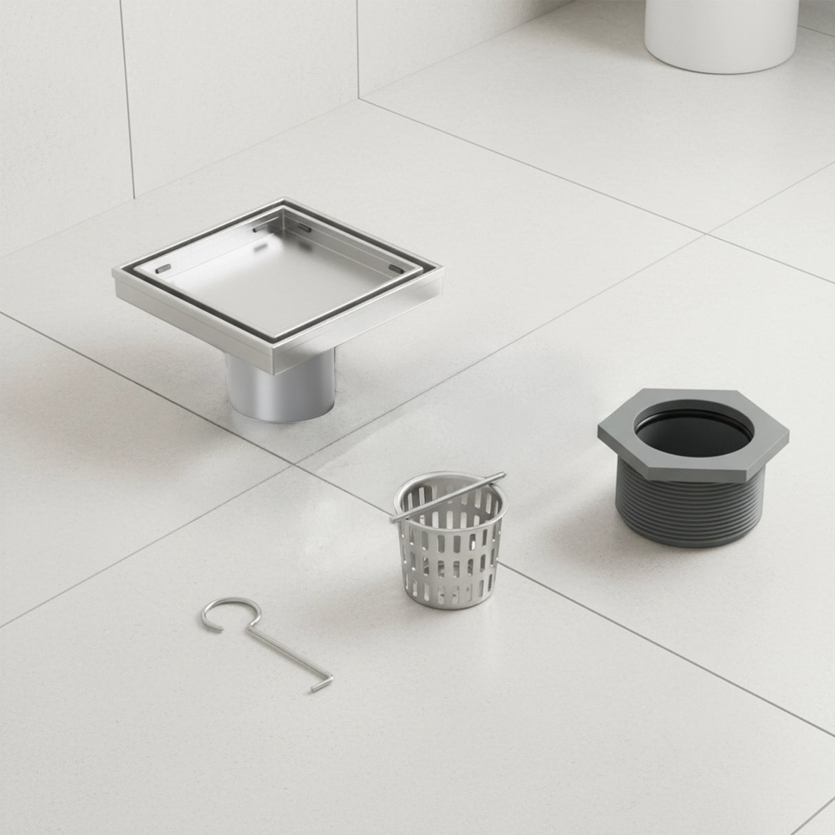 10x10cm Square Shower Drain with Removable Tile Insert Grate – Chrome 304 Stainless Steel, CUPC Certified for Modern Bathrooms
