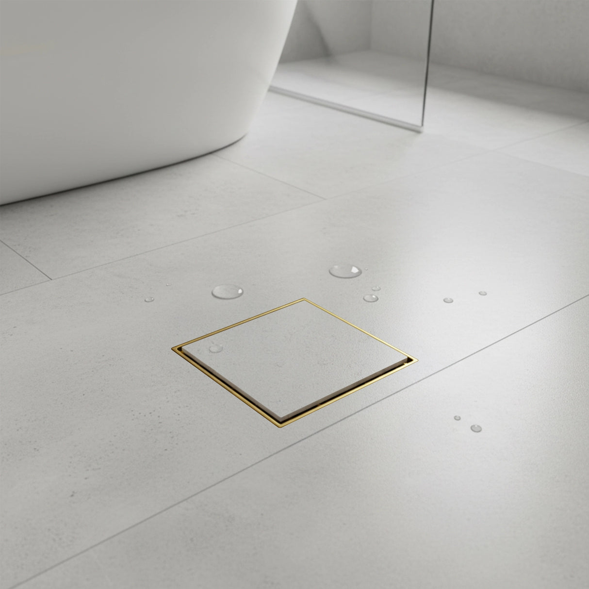 10x10cm Square Shower Drain with Removable Tile Insert Grate – Gold 304 Stainless Steel, CUPC Certified for Modern Bathrooms