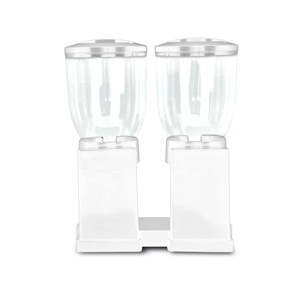 Double Cereal Dispenser Dry Food Storage Container White