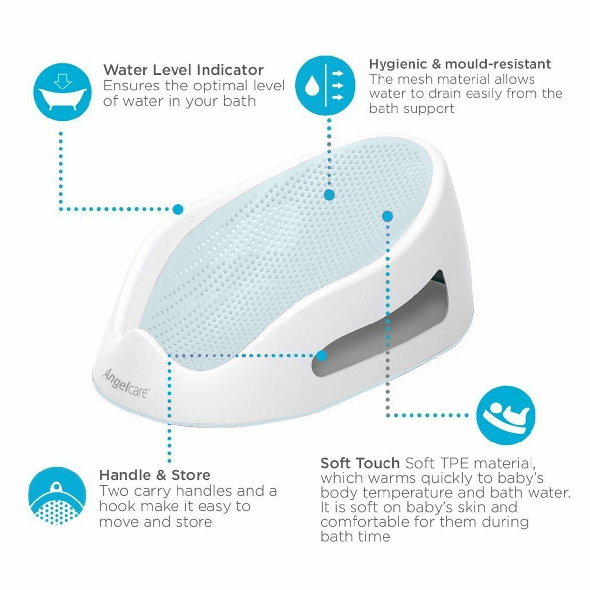 Angelcare AC580 Baby Bath Support -Light Aqua