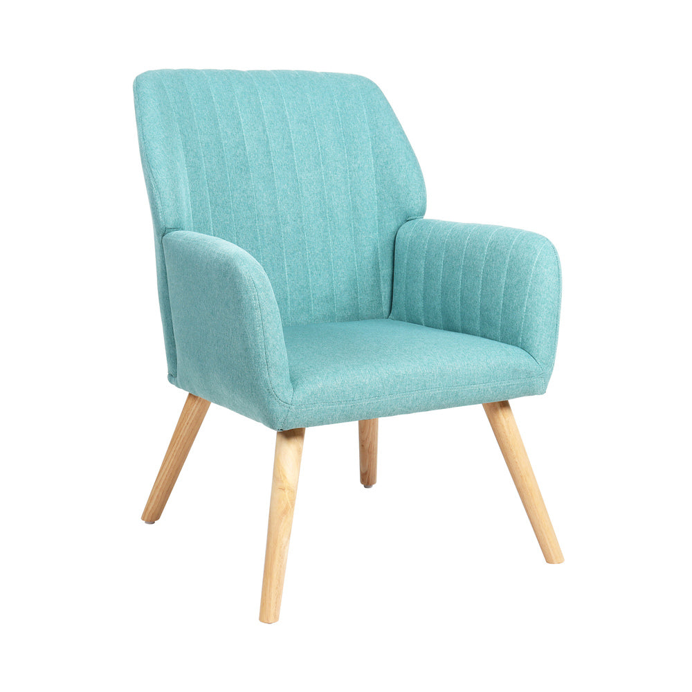 Oikiture 2x Armchair Lounge Sofa Chair Fabric Blue
