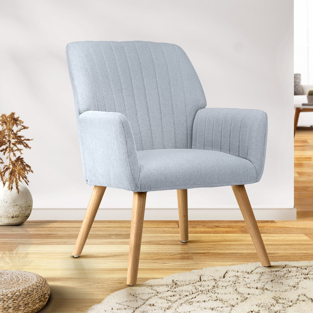Oikiture Armchair Lounge Sofa Chair Fabric Accent Chairs Armchairs Couches Grey