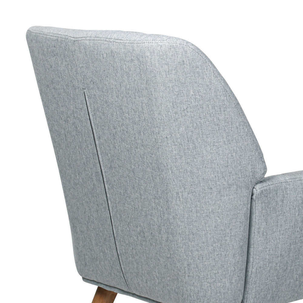 Oikiture Armchair Lounge Sofa Chair Fabric Accent Chairs Armchairs Couches Grey
