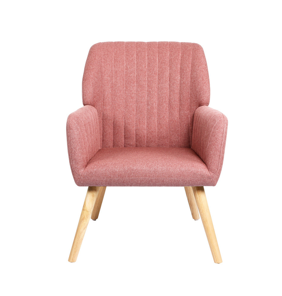 Oikiture Armchair Lounge Sofa Chair Fabric Couches Pink