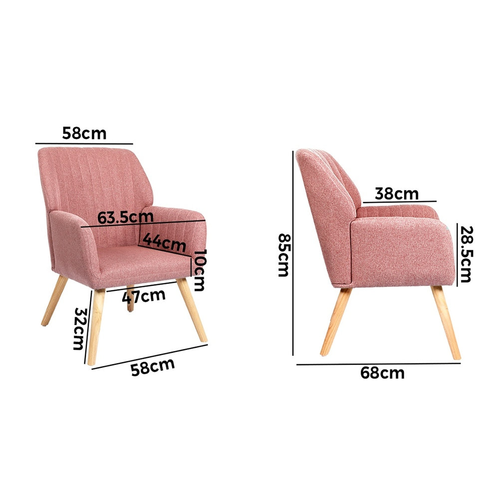 Oikiture Armchair Lounge Sofa Chair Fabric Couches Pink