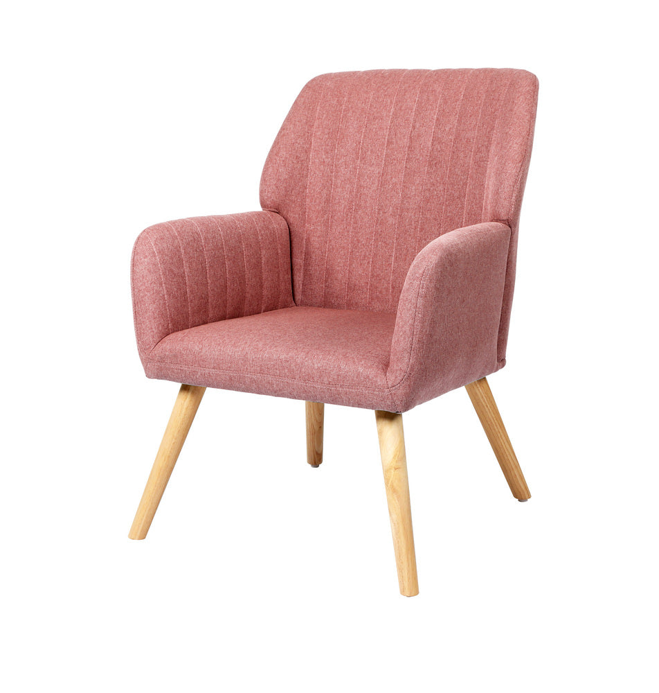 Oikiture Armchair Lounge Sofa Chair Fabric Couches Pink