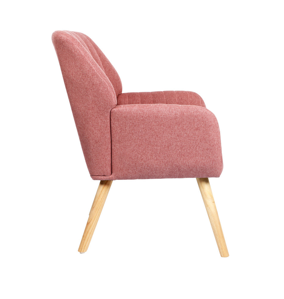 Oikiture Armchair Lounge Sofa Chair Fabric Couches Pink