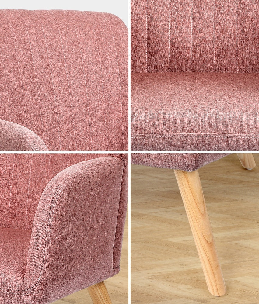 Oikiture Armchair Lounge Sofa Chair Fabric Couches Pink