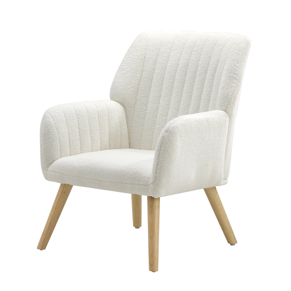 Oikiture Armchair Lounge Sofa Chair Sherpa Couches White