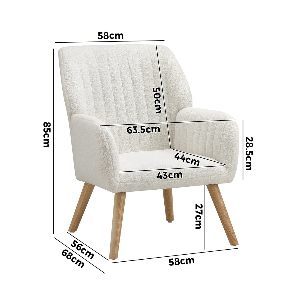 Oikiture 2x Armchair Lounge Sofa Chair Sherpa White