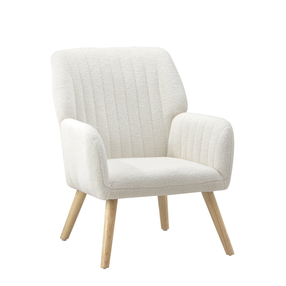 Oikiture 3x Armchair Lounge Sofa Chair Sherpa White