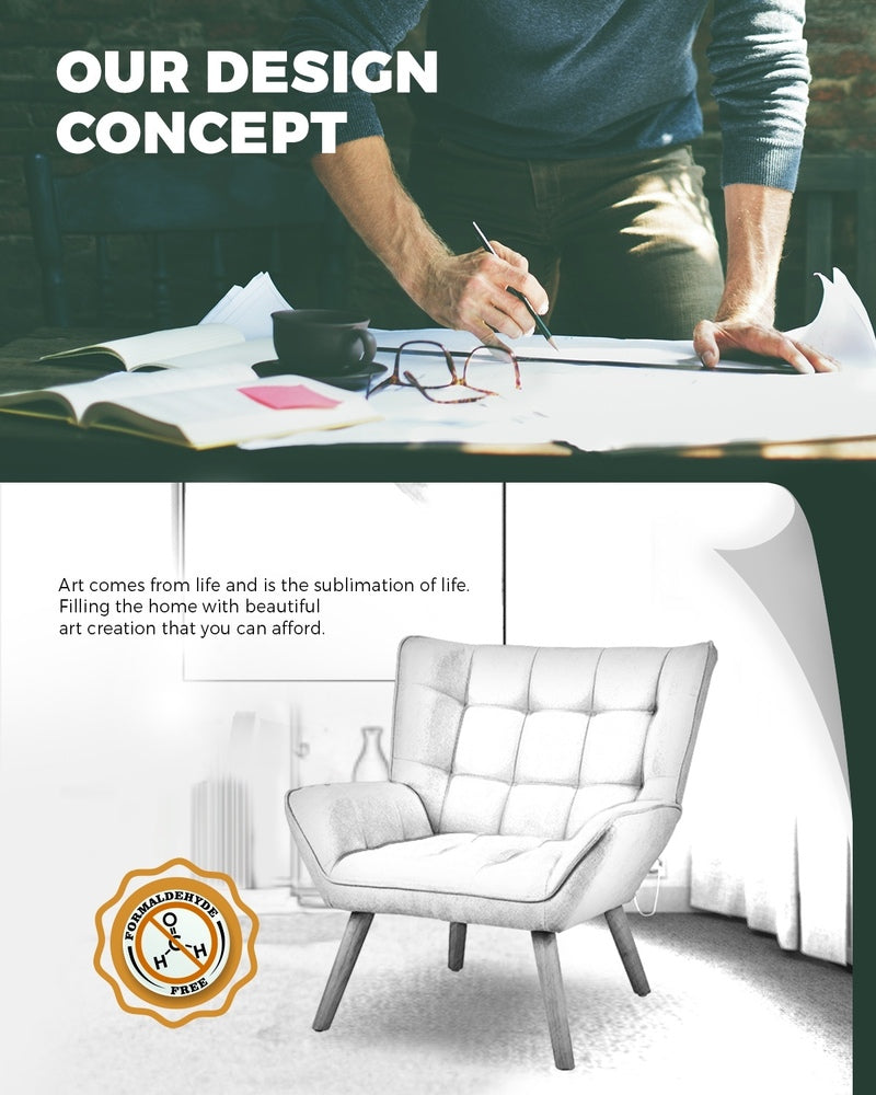 Oikiture Armchair Fabric Upholstered Tub Chair Pink