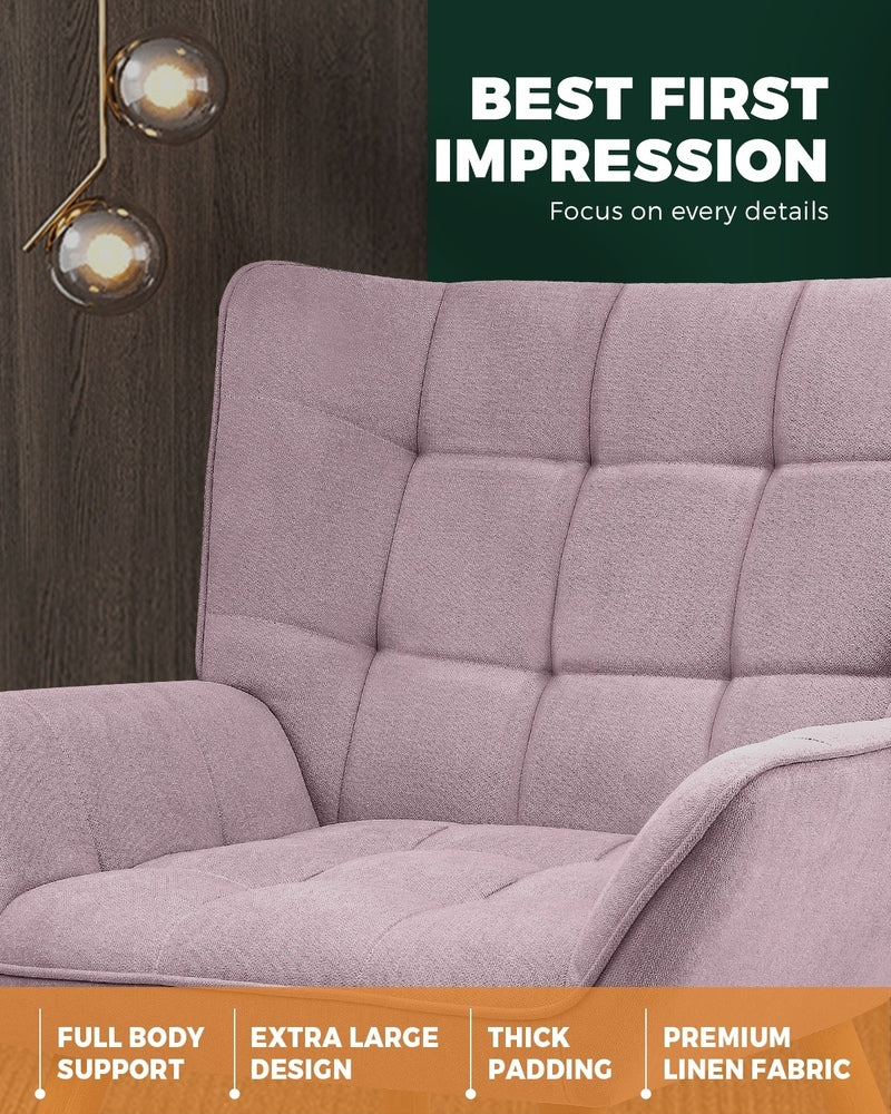 Oikiture Armchair Fabric Upholstered Tub Chair Pink