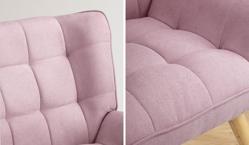 Oikiture Armchair Fabric Upholstered Tub Chair Pink