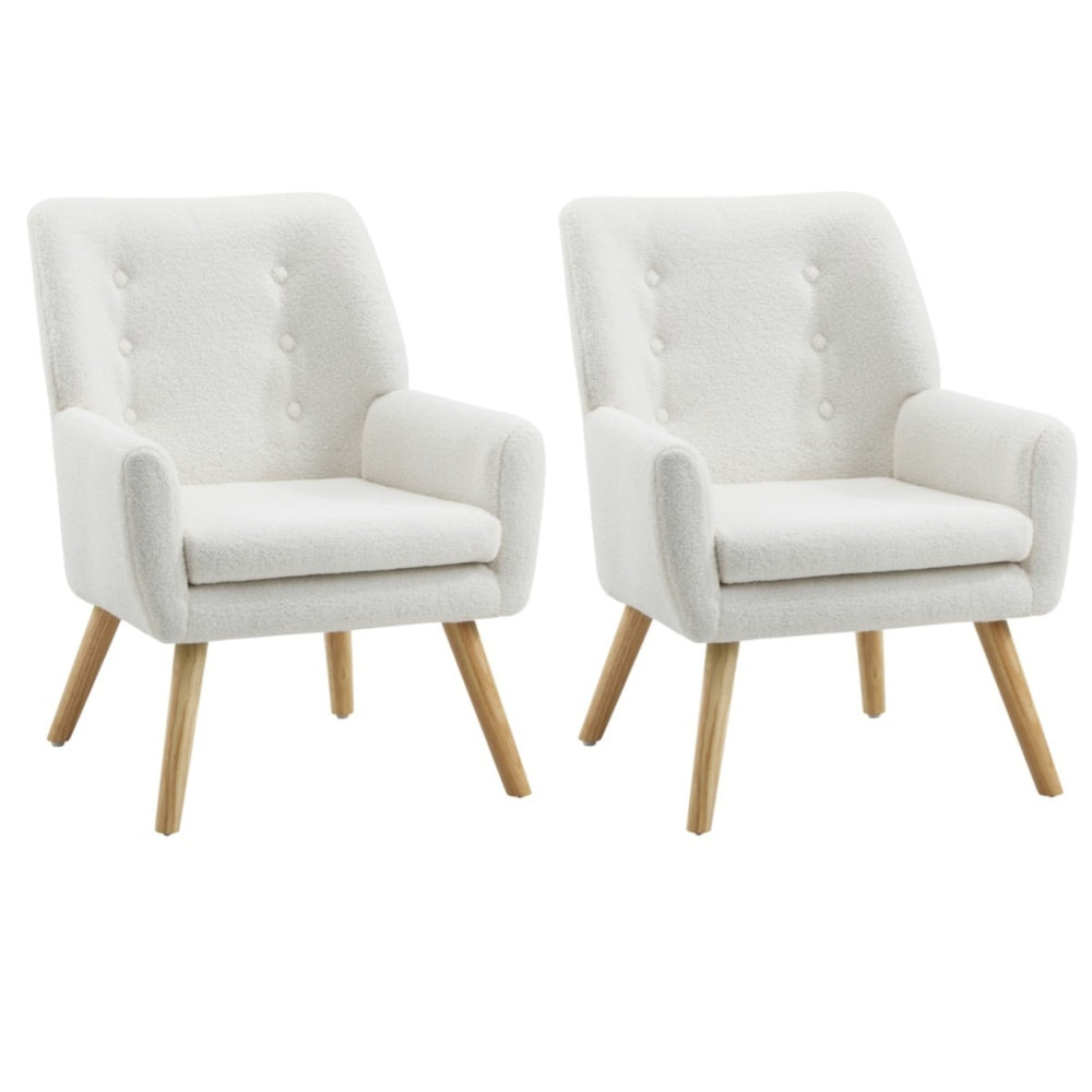 Oikiture 2x Armchair Lounge Chair Sherpa Tub Chairs Sofa White