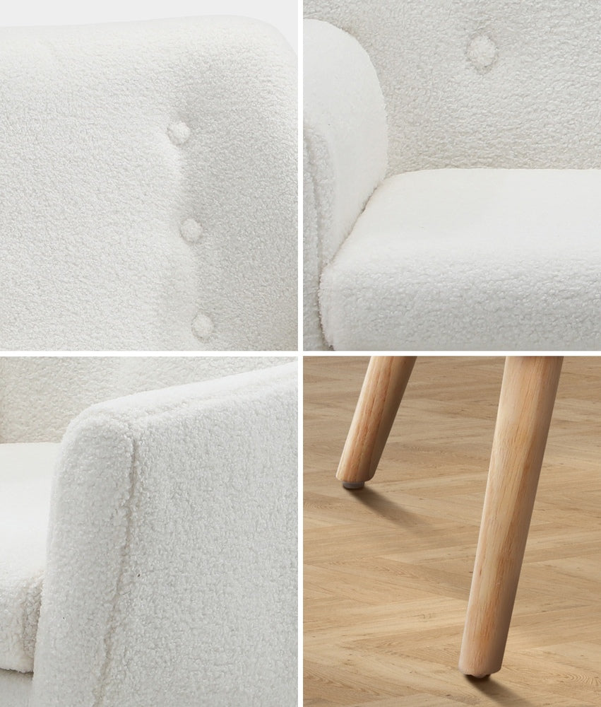 Oikiture 2x Armchair Lounge Chair Sherpa Tub Chairs Sofa White