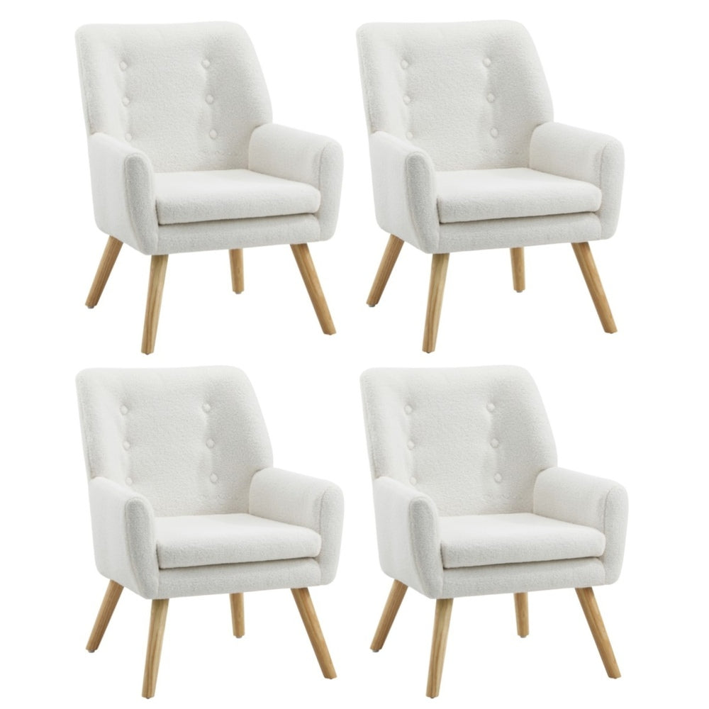 Oikiture 4x Armchair Lounge Chair Sherpa Tub Chairs Sofa White