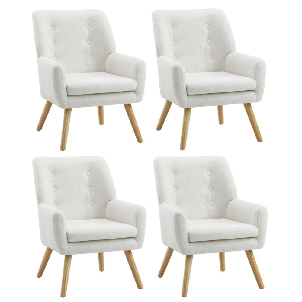 Oikiture 4x Armchair Lounge Chair Sherpa Tub Chairs Sofa White