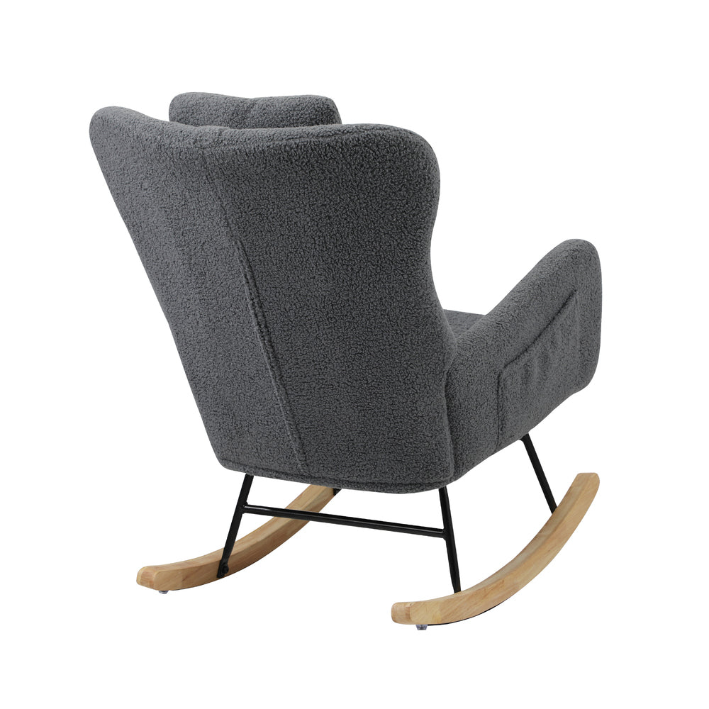Oikiture Rocking Chair Sherpa With 2 Pillow Grey