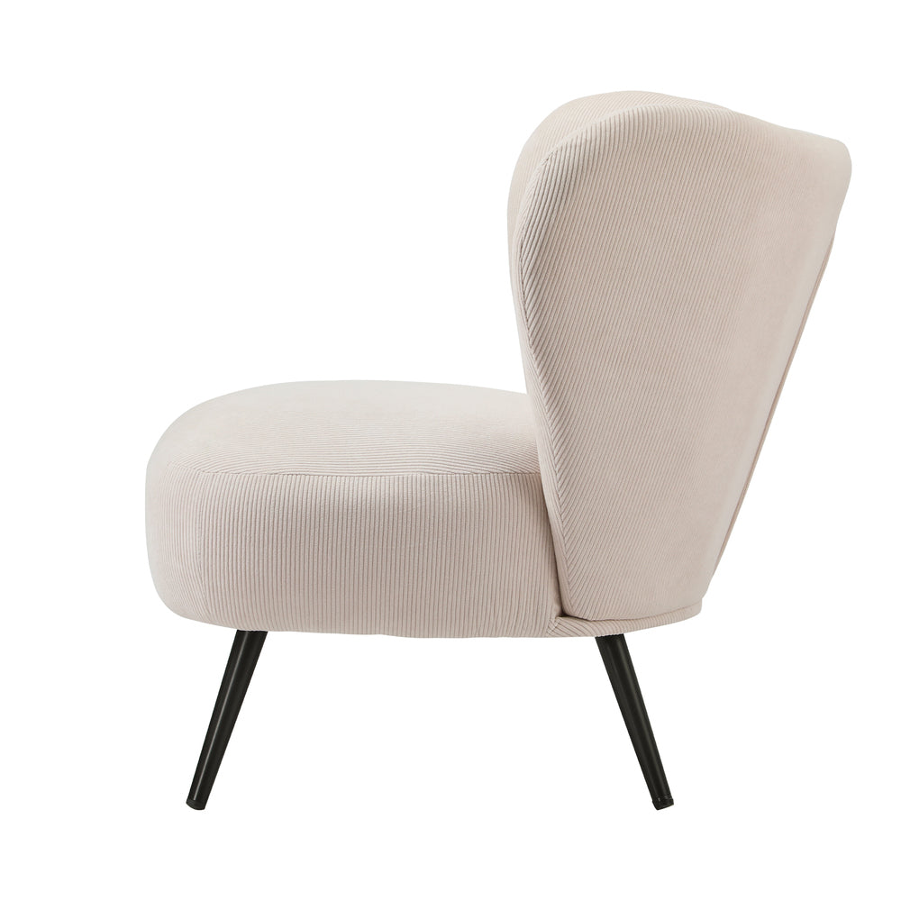 Oikiture Armchair with Lumbar Pillow Wingback Velvet Beige