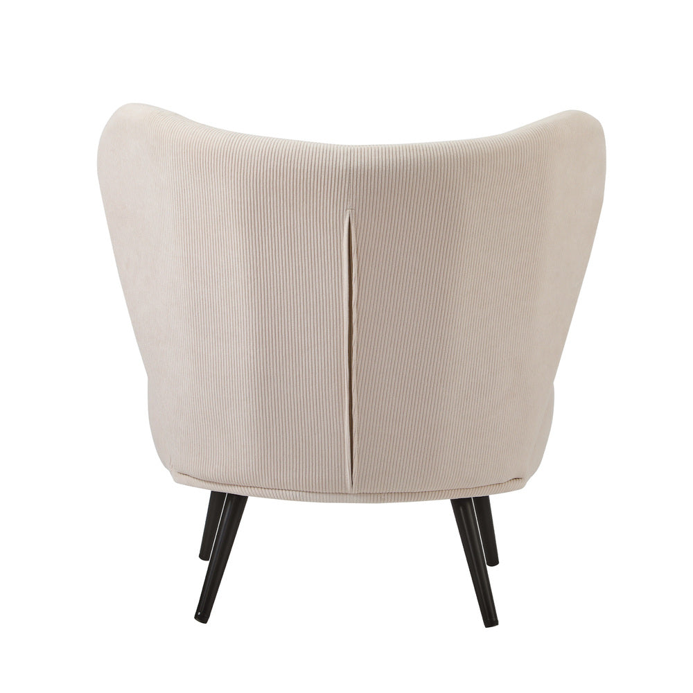 Oikiture Armchair with Lumbar Pillow Wingback Velvet Beige