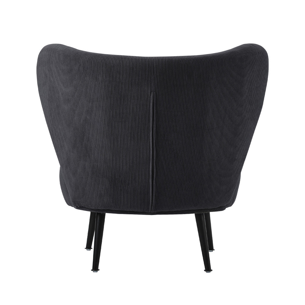 Oikiture Lounge Chair with Lumbar Pillow Wingback Velvet Charcoal
