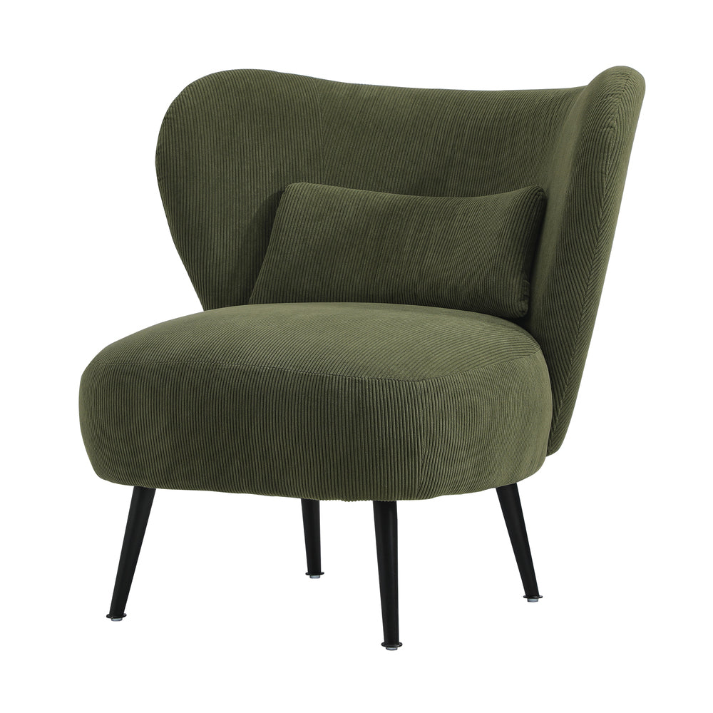Oikiture Lounge Chair with Lumbar Pillow Wingback Velvet Green